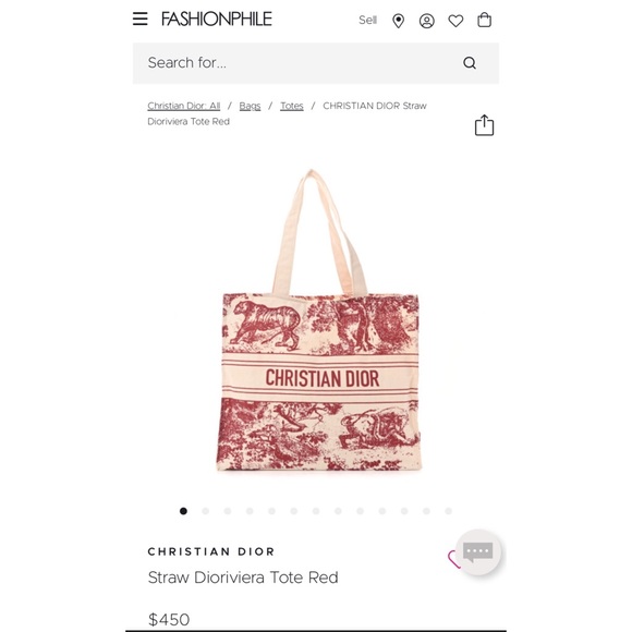 Brand New Christian Dior Red Dioriviera Print Paper Straw Tote Bag XL size - Picture 14 of 14